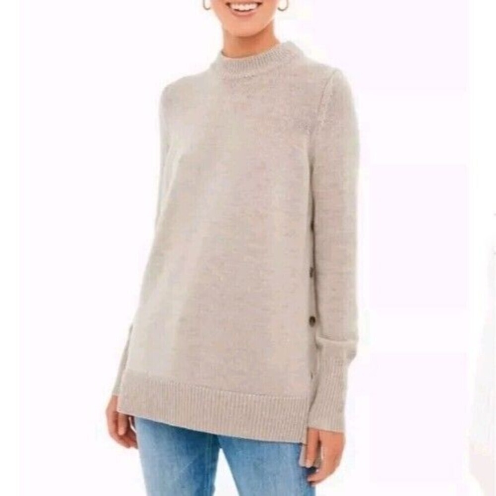 Tuckernuck Bexley Pullover Mock Sweater Mock Neck Dune Side Buttons Size XS